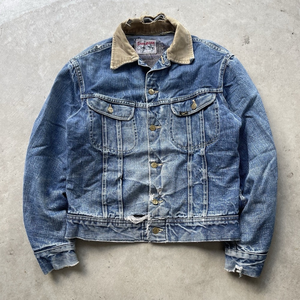 Vintage 50s 60s Lee Storm Rider 101J Denim Jacket Union Made Distressed Size 42
